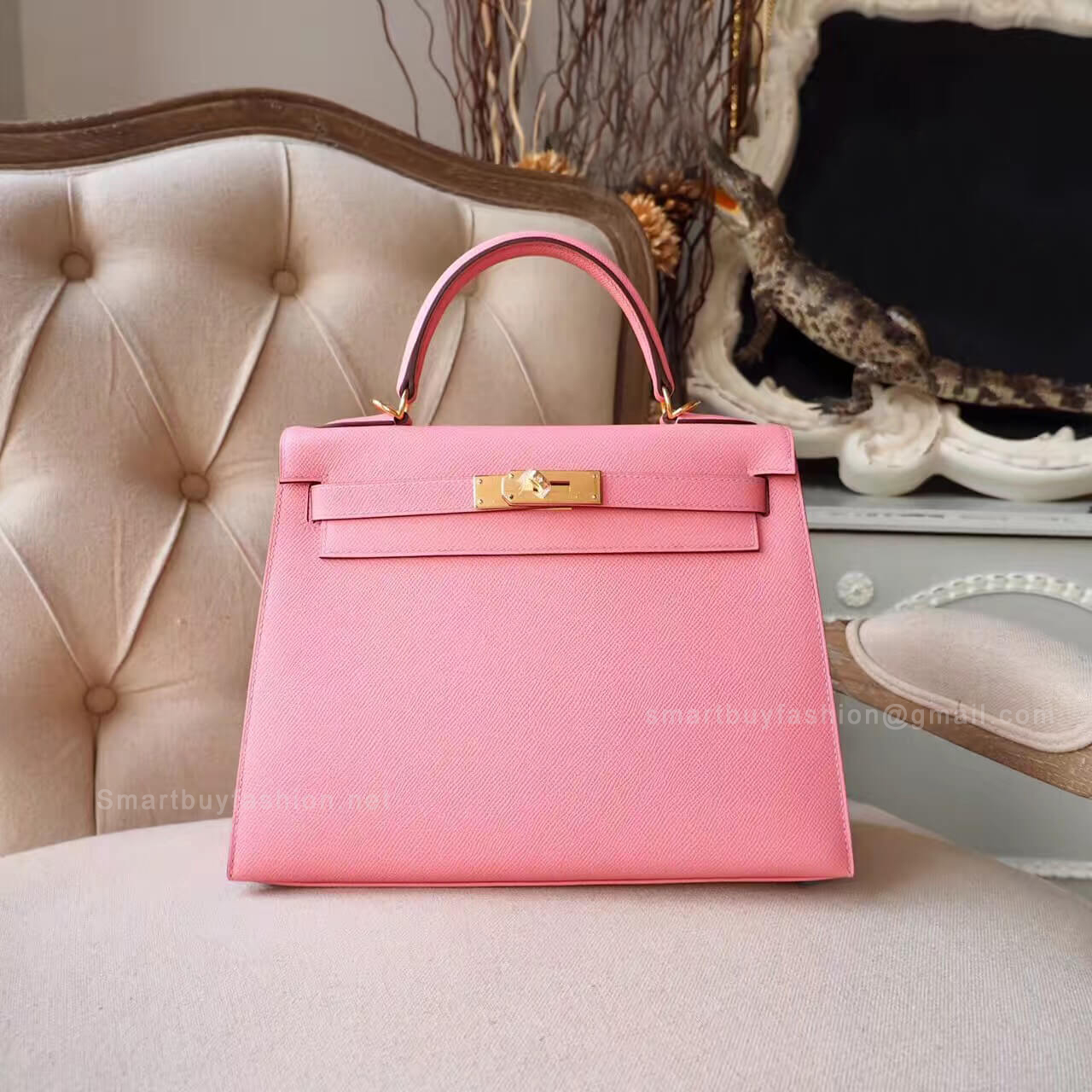 Hermes Kelly 28 Bag in 1q Rose Confetti Epsom GHW